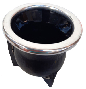 Mate de Vidrio forrado en Cuero Negro - 3 Patas