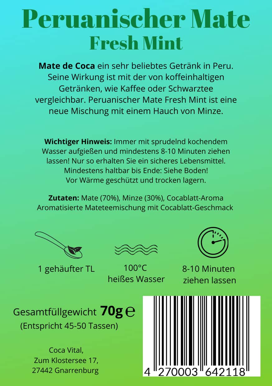 Peruanischer Mate - Fresh Mint - Coca Vital