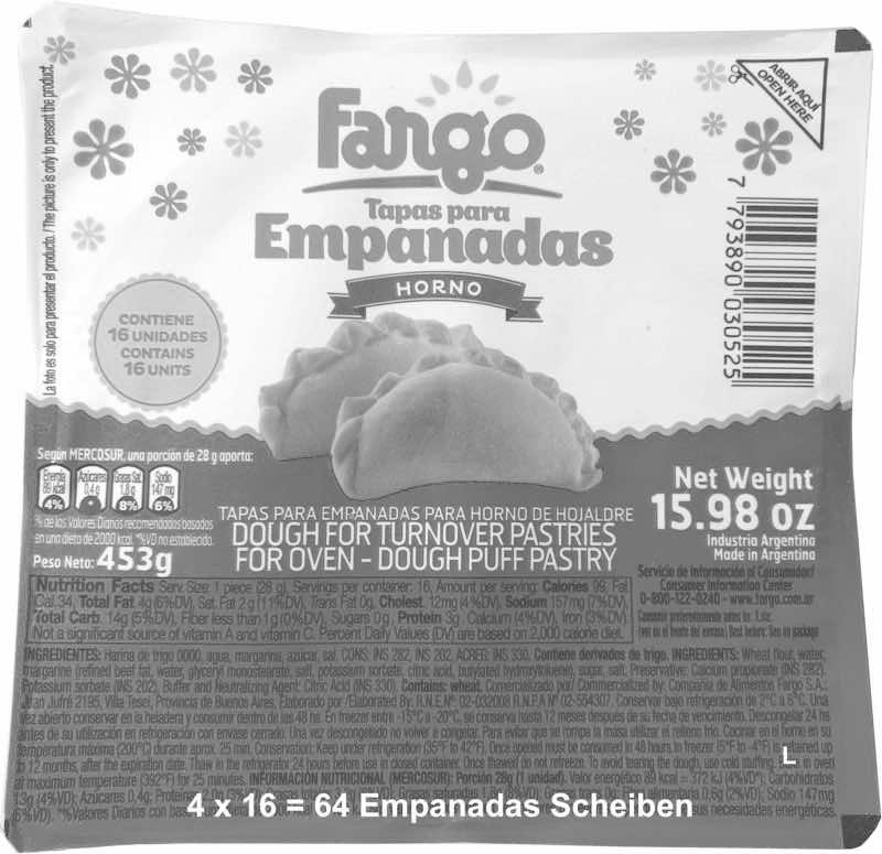 Empanadas Teig FARGO | Backofen | 6x16 (96 Scheiben) | Latinando ...